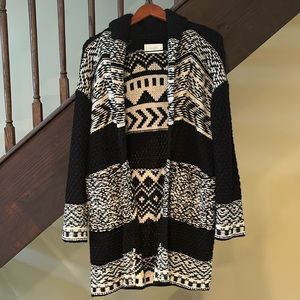 Fairisle Coatigan. Equal parts coat and cardigan, with a wool-knit style.